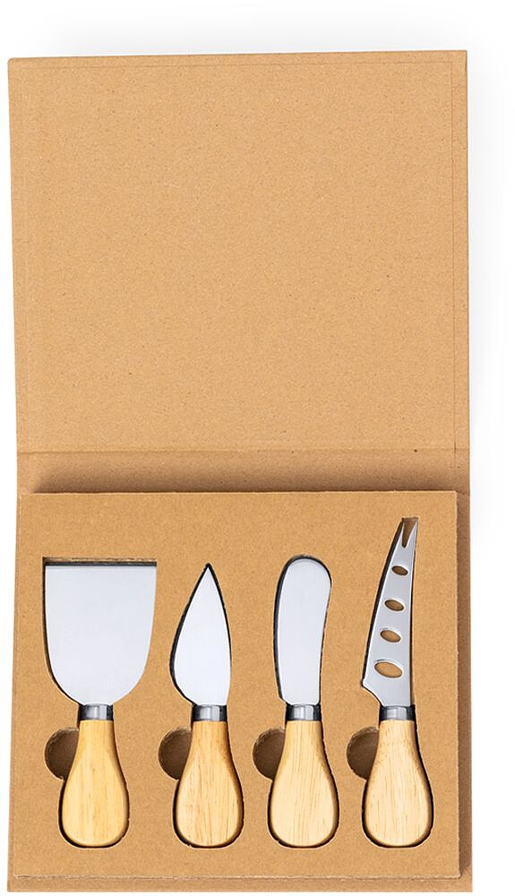 Set Queijos Kubin Madeira/ Aço Inox 4 Peças 20595
