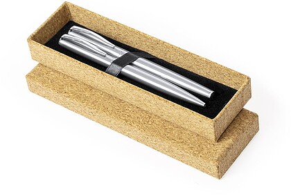 Set Rodrix Aço Inox Reciclado Esferográfica e Roller. Carga Jumbo 20685