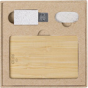 Set de Segurança Andigo Cartão Protetor RFID, Bambu. Bloqu...