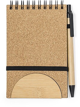 Caderno Suporte Marinix Cortiça/ Bambu Capa Rígida. 80 Folhas. Esferográfica Cartão Reciclado Incluída 20958