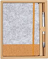 Set Webermax Feltro RPET/ Cortiça Bloco de Notas Capa Rígida. 80 Folhas. Esferográfica Alumínio Reciclado/ Cortiça. Carga Jumbo 21062