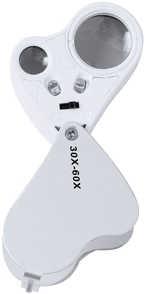 Lupa Keyan 30/60X Metal 2 Leds. Pilhas Botão Incluídas 21254