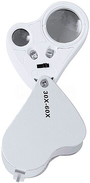 Lupa Keyan 30/60X Metal 2 Leds. Pilhas Botão Incluídas 21254