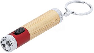 Porta-Chaves Lanterna Zungux Bambu 1 Led. Pilhas Botão Incl...
