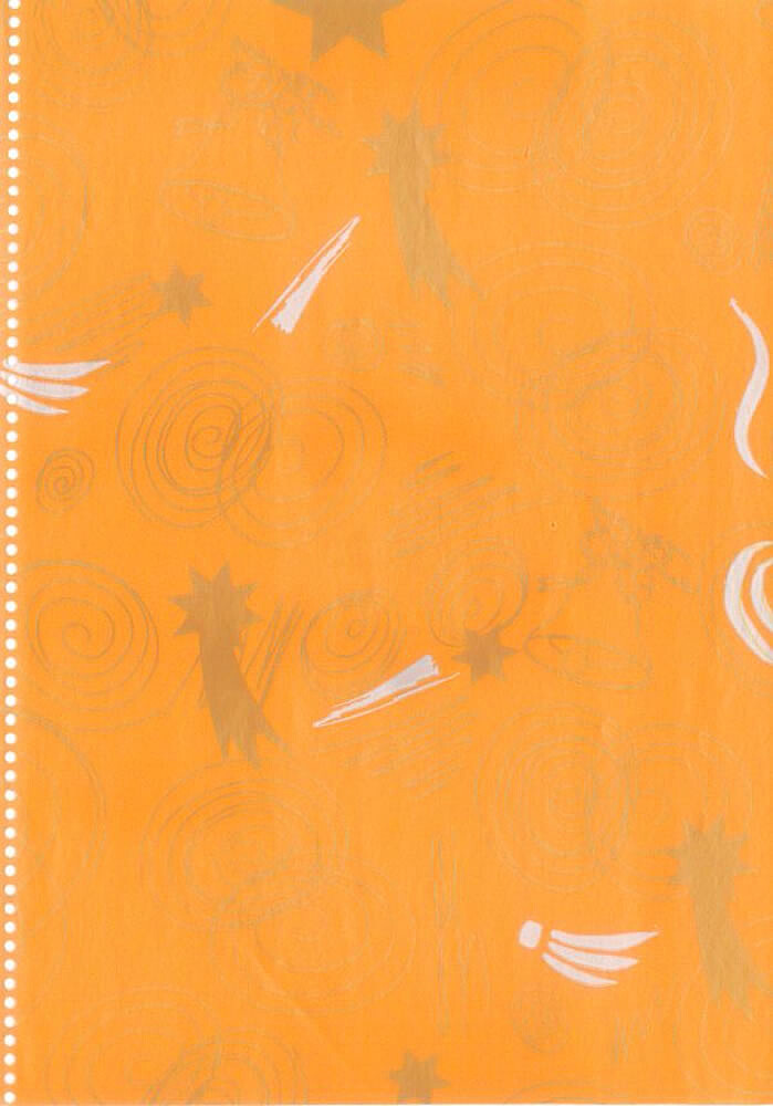 Rolo Papel Embrulho : Natal Larnja/Branco/Dourado : Papel Branco : Rolo 35cm ( 4kg )