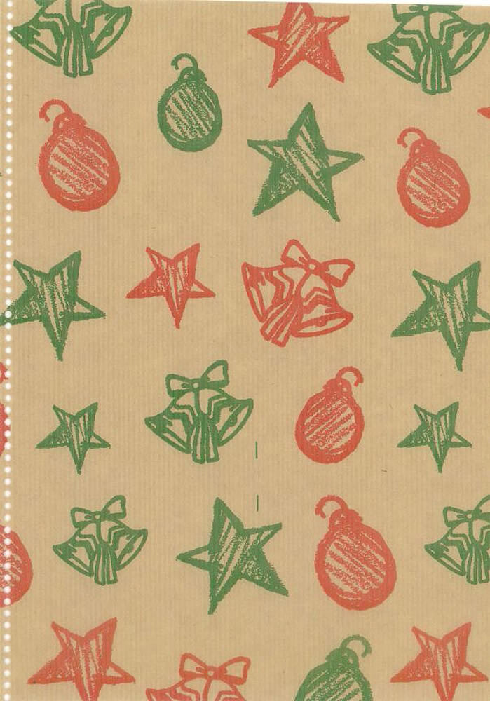 Rolo Papel Embrulho : Natal Vermelho/Verde : Papel Kraft : Rolo 70cm ( 8kg ) aproximadamente 180 metros