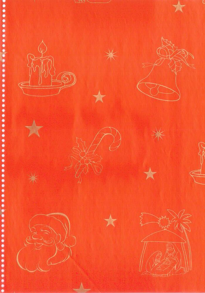 Rolo Papel Embrulho : Natal Vermelho/Dourado : Papel Branco : Rolo 70cm ( 8kg ) aproximadamente 180 metros