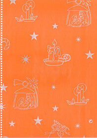 Rolo Papel Embrulho : Natal Laranja/Prateado : Papel Branco ...