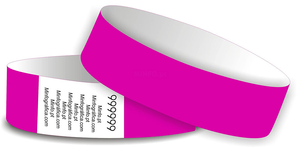 Fucsia - Pulseira Tyvek 25x250mm - ( numeradas sem impressão)