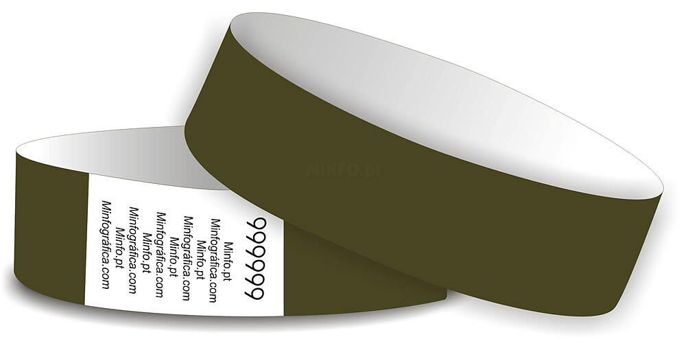 Khaki - Pulseira Tyvek 25x250mm ( numeradas sem impressão)
