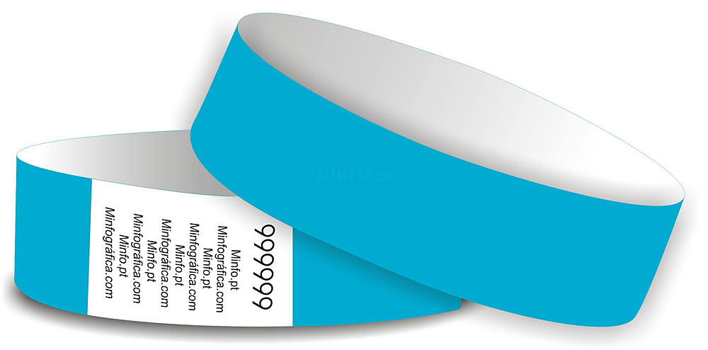 Azul Fluor - Pulseira Tyvek 25x250mm ( numeradas sem impressão)