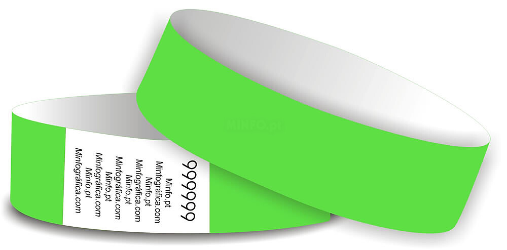 Verde Fluor - Pulseira Tyvek 25x250mm ( numeradas sem impressão)