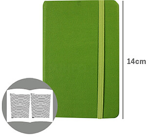 ALT-SMD6102 : Bloco Notas Pautado 14x9cm Semi Pele Verde 116...
