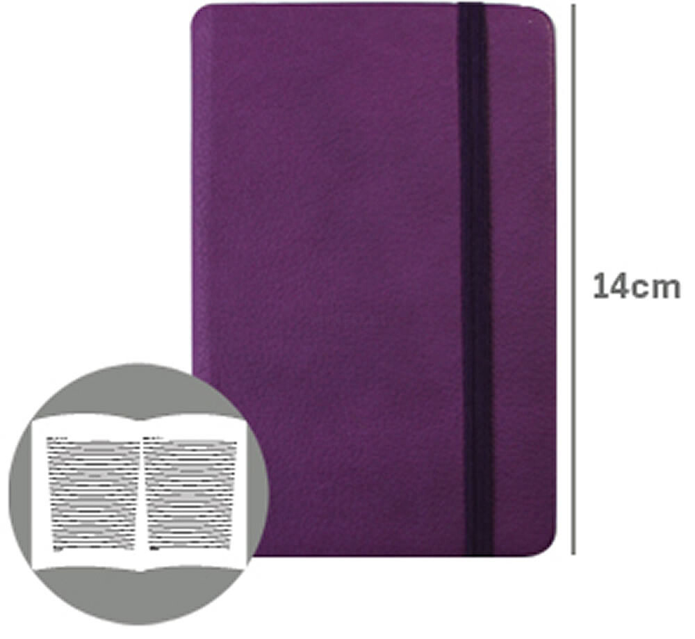 Bloco Notas Pautado 14x9cm Semi Pele Roxo 116 Flh agenda ALT-SMD6110