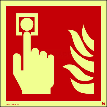 Botão de Alarme de Incêndio; Fotoluminescente