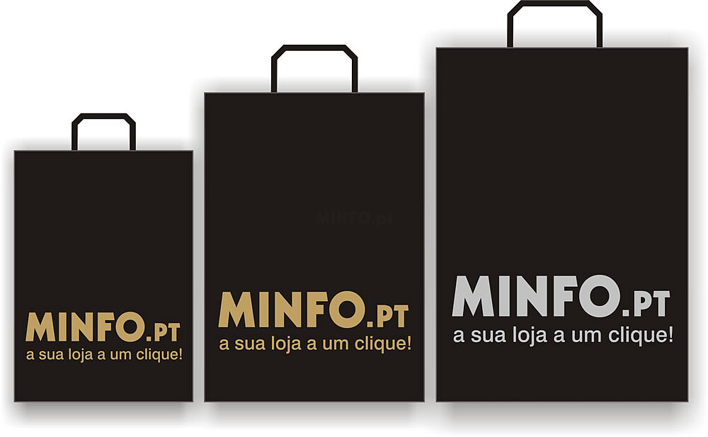 Saco Plástico Preto Asa Flexível com impressão 30% em flexografia