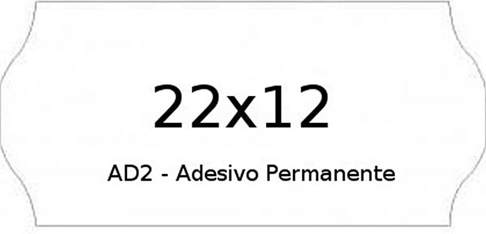 Etiquetas p/etiquetadora 22x12 : Branco : Adesivo AD2 Permanente : Corte Ondulado : (preco p/Rolo de 1500etiq em Cx. 42 Rolos)