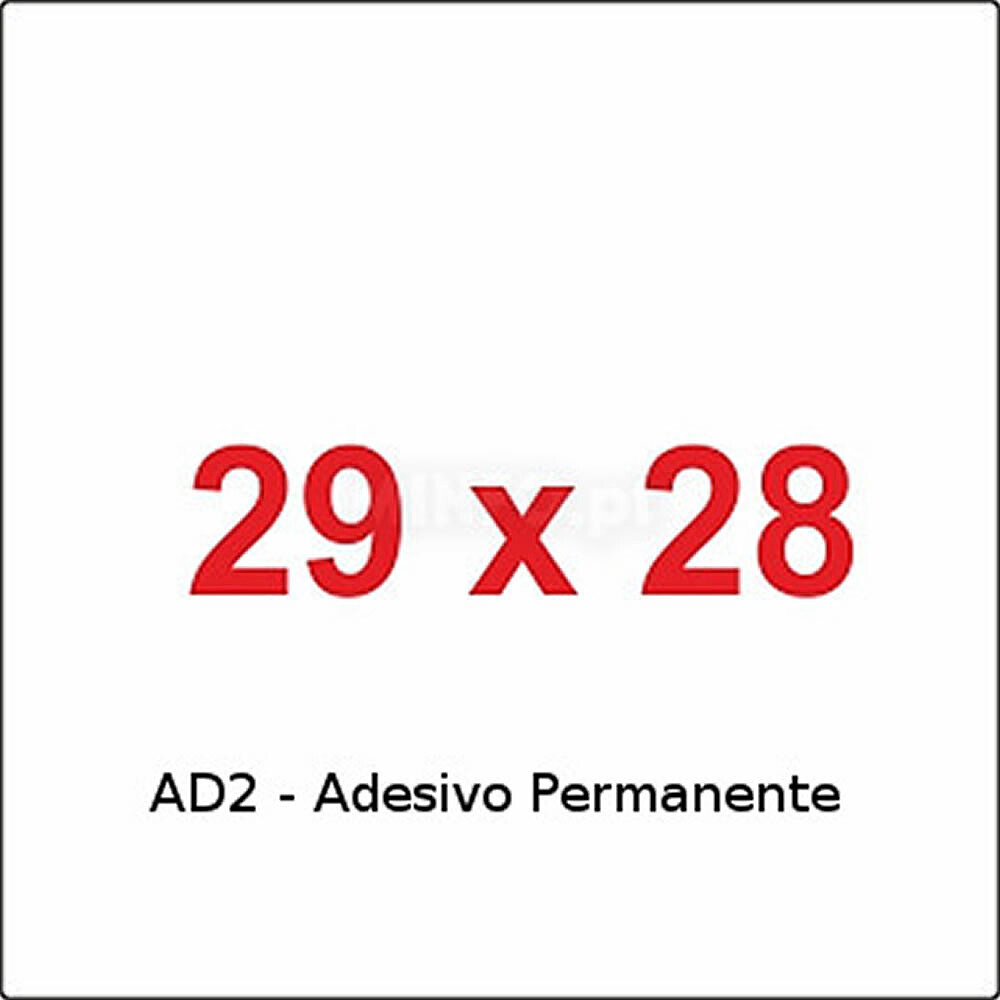 Etiquetas p/etiquetadora 29x28 : Branco : Adesivo AD2 Permanente : Corte Rectangular : (preco p/Rolo de 1000etiq em Cx.30 Rolos)